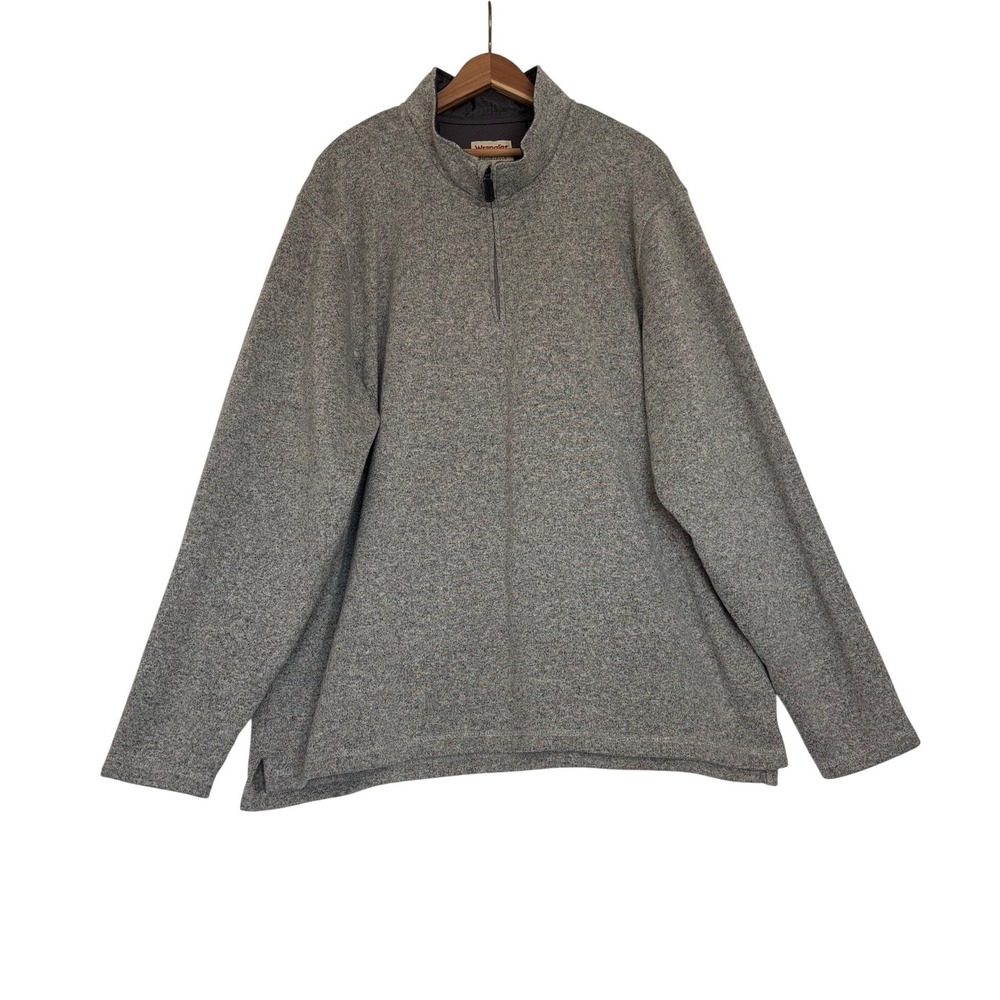 Wrangler Authentics Mens 2XL Gray Sweater Knit Quarter Zip Fleece Pullover